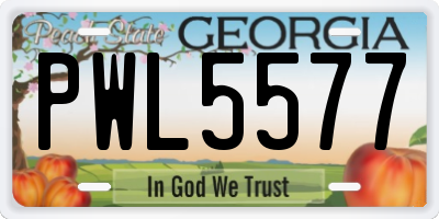 GA license plate PWL5577