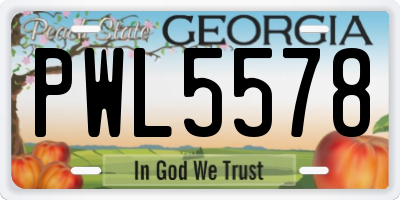 GA license plate PWL5578