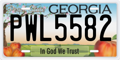 GA license plate PWL5582
