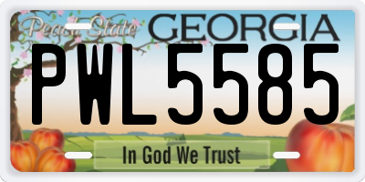 GA license plate PWL5585