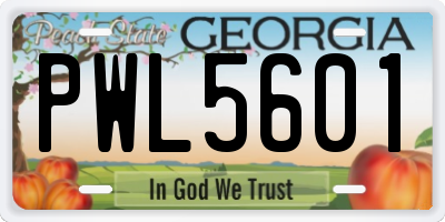 GA license plate PWL5601