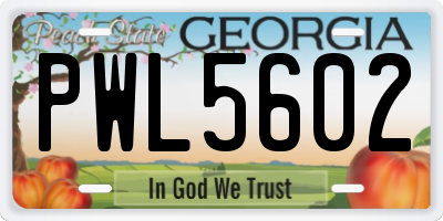 GA license plate PWL5602