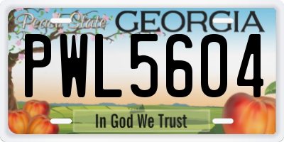 GA license plate PWL5604