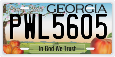 GA license plate PWL5605