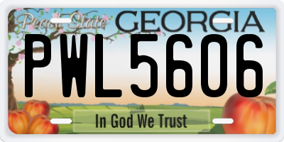 GA license plate PWL5606