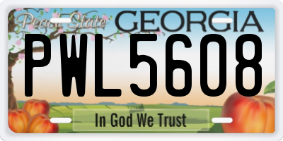 GA license plate PWL5608