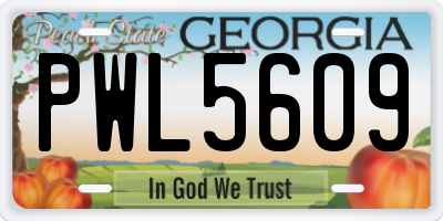GA license plate PWL5609