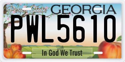 GA license plate PWL5610
