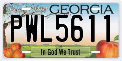 GA license plate PWL5611