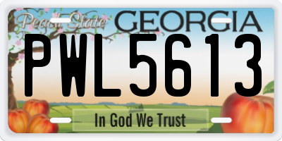 GA license plate PWL5613