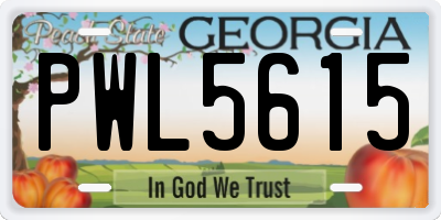 GA license plate PWL5615