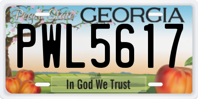 GA license plate PWL5617