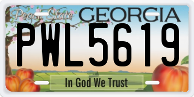 GA license plate PWL5619