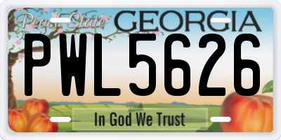 GA license plate PWL5626