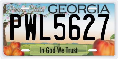 GA license plate PWL5627