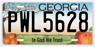 GA license plate PWL5628