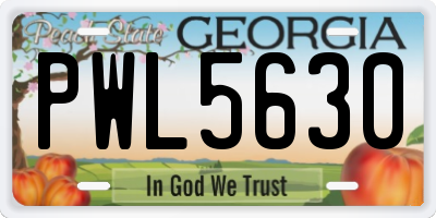 GA license plate PWL5630