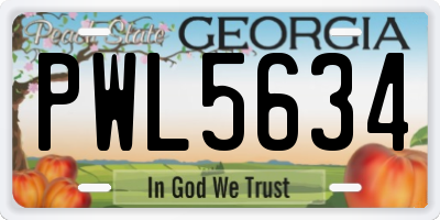 GA license plate PWL5634