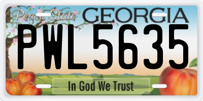 GA license plate PWL5635