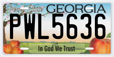 GA license plate PWL5636
