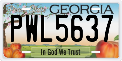 GA license plate PWL5637