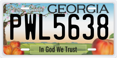 GA license plate PWL5638