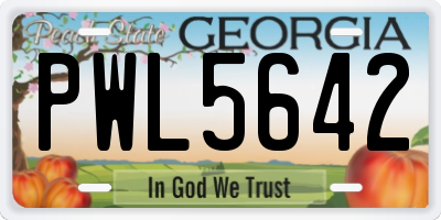 GA license plate PWL5642