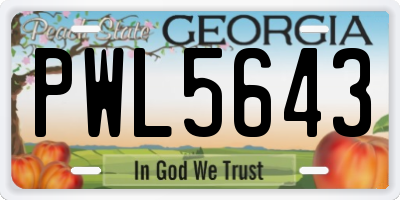 GA license plate PWL5643