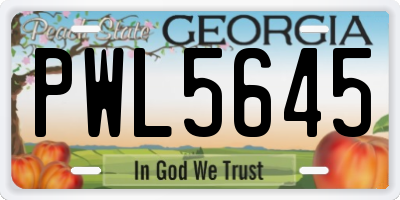 GA license plate PWL5645
