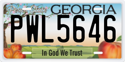 GA license plate PWL5646