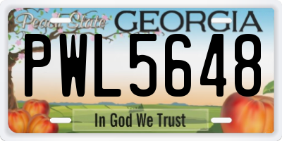 GA license plate PWL5648