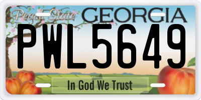 GA license plate PWL5649