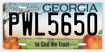 GA license plate PWL5650