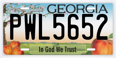 GA license plate PWL5652