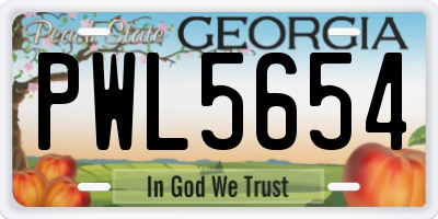 GA license plate PWL5654