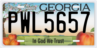 GA license plate PWL5657