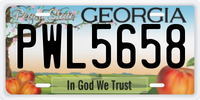 GA license plate PWL5658