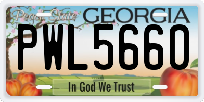 GA license plate PWL5660