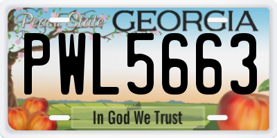 GA license plate PWL5663