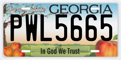 GA license plate PWL5665