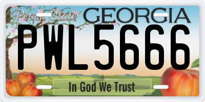 GA license plate PWL5666