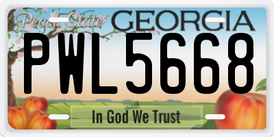 GA license plate PWL5668