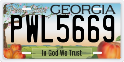 GA license plate PWL5669