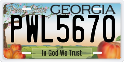 GA license plate PWL5670