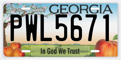 GA license plate PWL5671