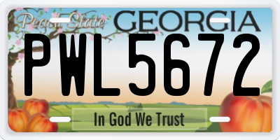 GA license plate PWL5672
