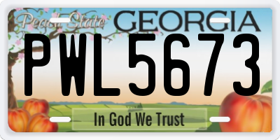 GA license plate PWL5673
