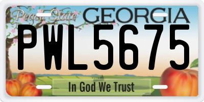 GA license plate PWL5675