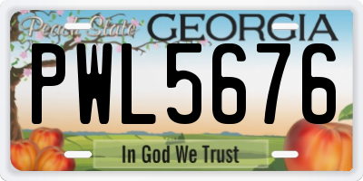 GA license plate PWL5676