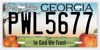 GA license plate PWL5677